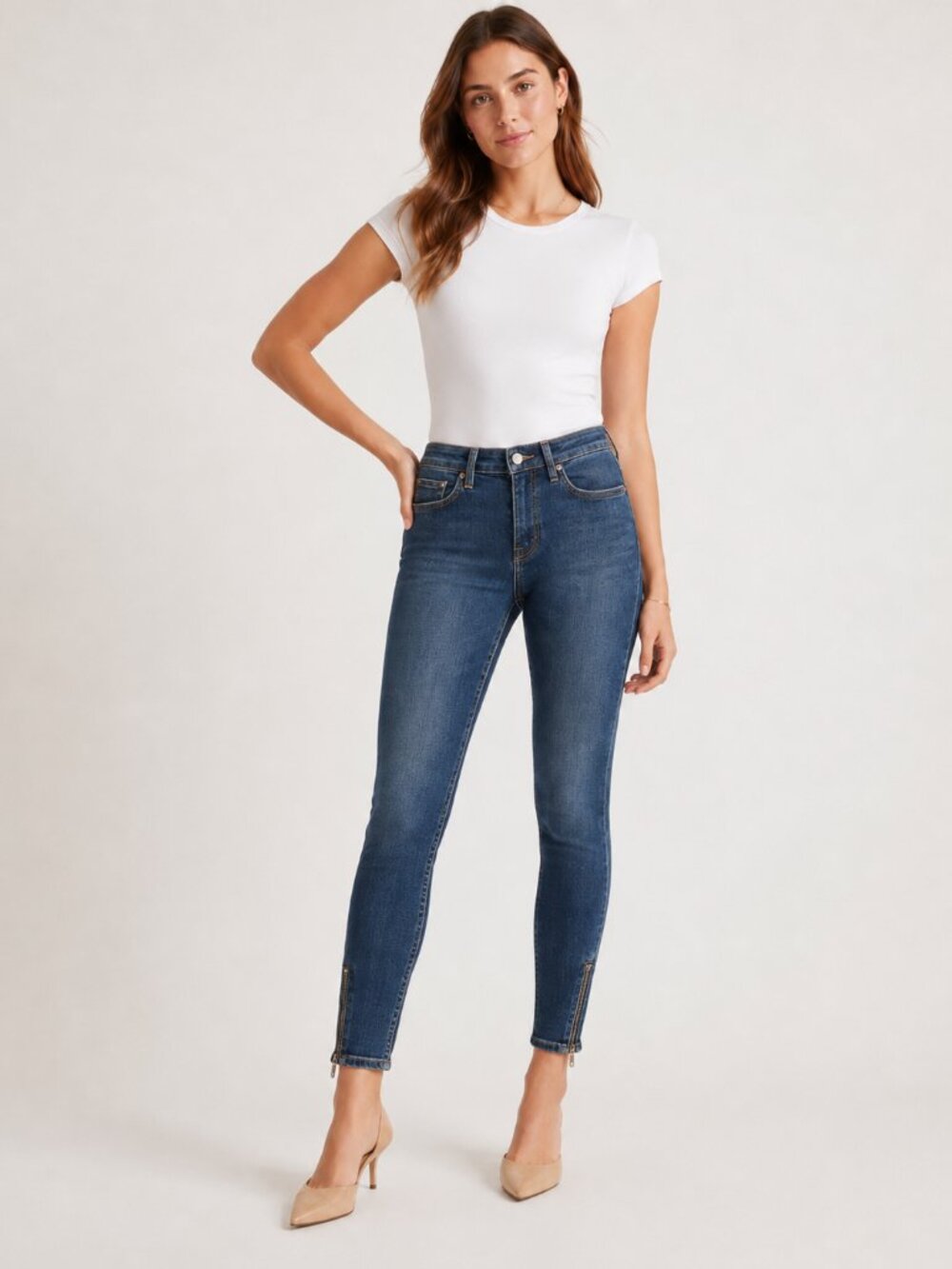 H&M Skinny Ankle Jeans with Zipper Hem | Size 24